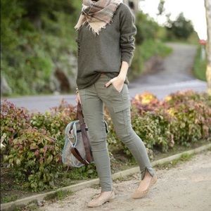 H&M L.O.G.G. Olive green Cargo Moto pants NWOT